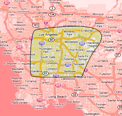LA Map Delivery Area